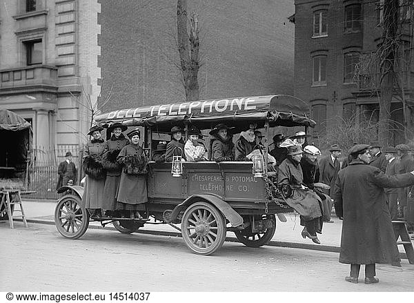 Chesapeake & Potomac Telephone Company Transporting Female Workers in Truck During Strike  Washington DC  USA  Harris & Ewing  1916