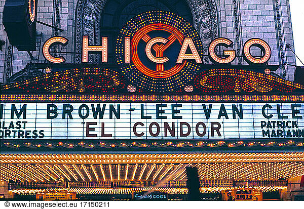 Chicago Theater Neon Marquee  Chicago  Illinois  USA  John Margolies Roadside America Photograph Archive  1970