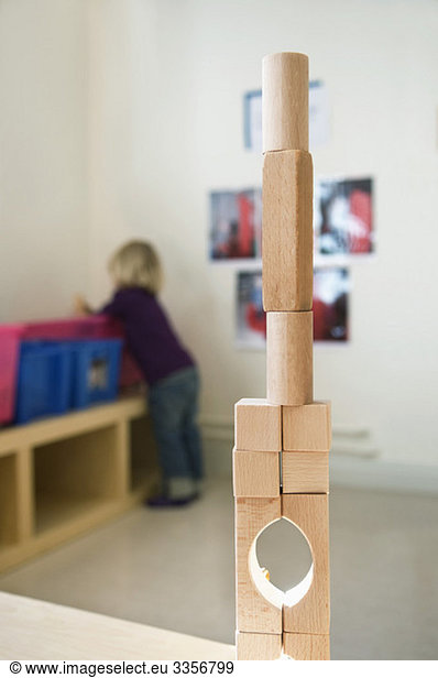 Child and building blocks