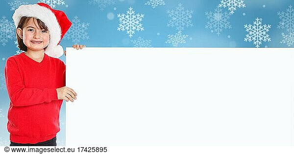 Child Santa Claus Christmas Girl Sign copy space Copyspace Copy Space  Germany  Europe