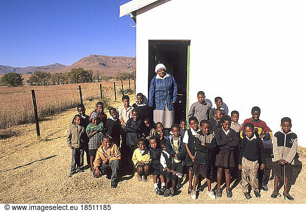 Children at The Famous Pink Church School at Kolstad in South Africa