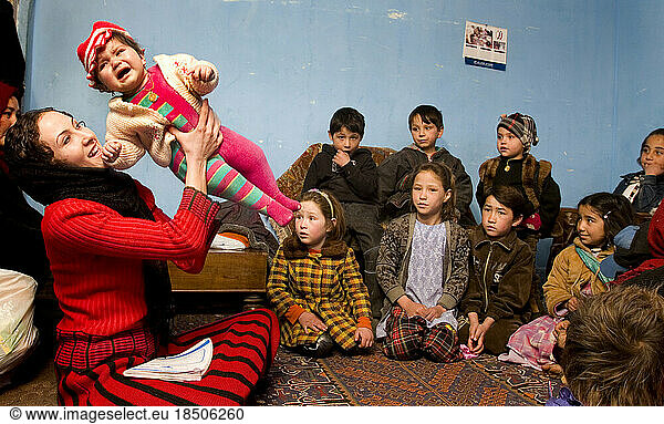 Children attend a preschool in Kabul