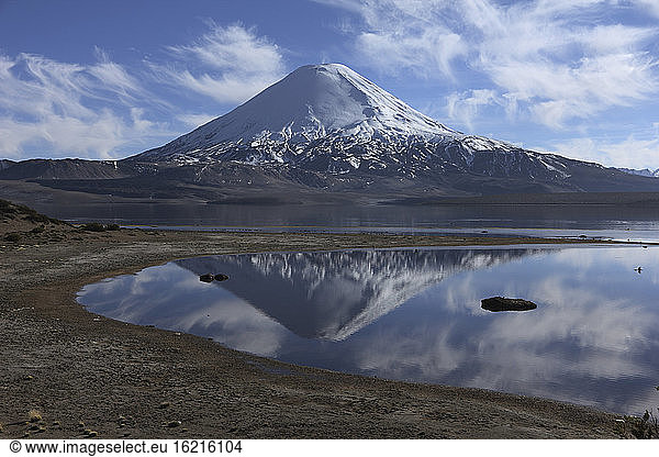 Chile  View of Parinacota volcano