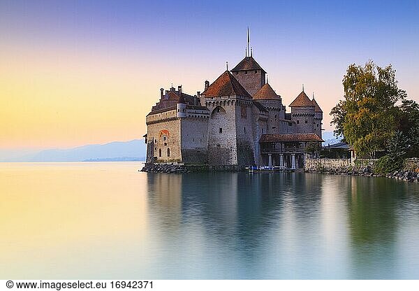 Chillon Castle on Lake Geneva  Switzerland  Europe