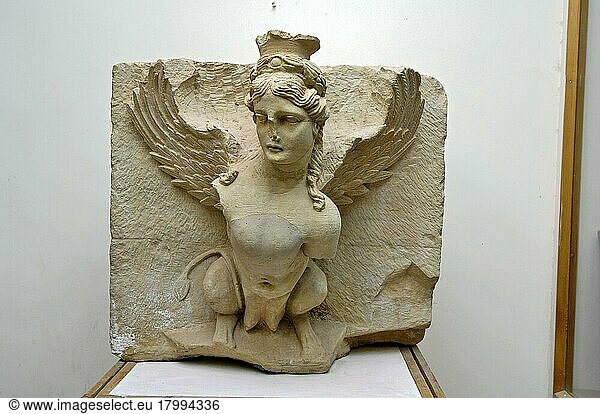 Chimare  Skulptur  Sandstein geflügelte Göttin  Museum  Archäologischer Park Petra  Felsenstadt Petra  Jordanien  Kleinasien  Asien
