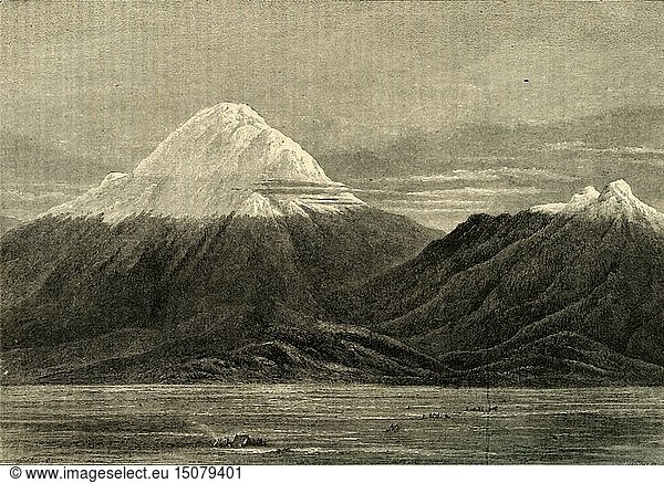 Chimborazo und Carihuairzao  aus der Richtung von Riobamba   1881. Schöpfer: Unbekannt.