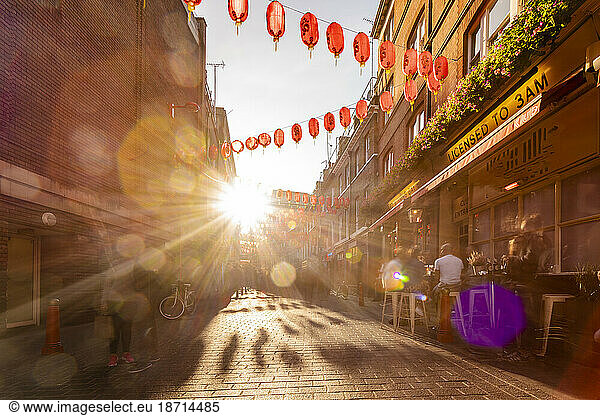 Chinatown in London at late afternoon long exposure