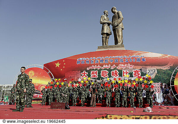 Chinese military in Hotan  Xinjiang  China.