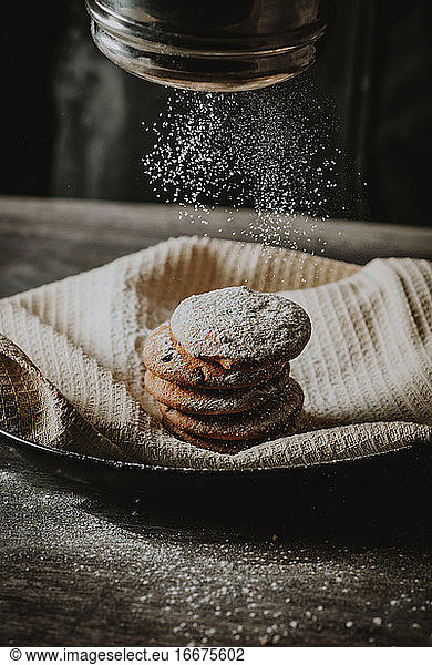 chocolate chip cookies dark food photography