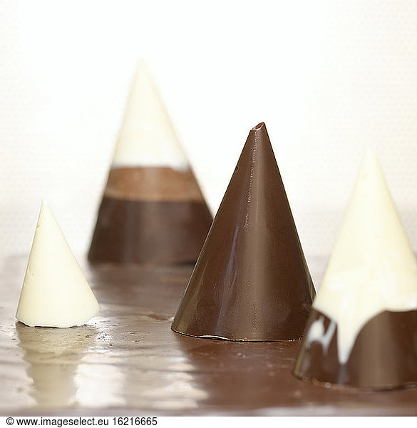 Chocolate cone-shaped,  close-up