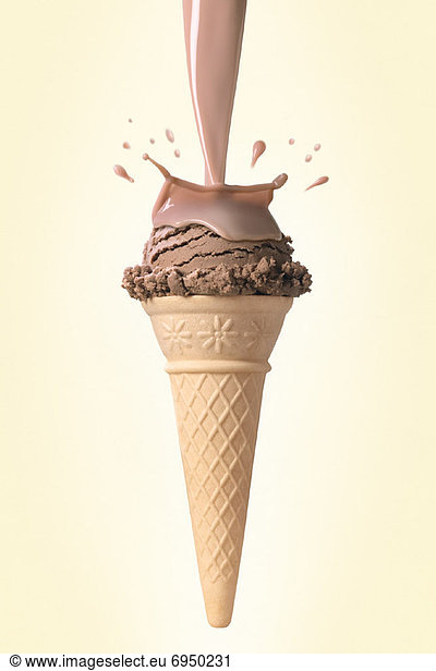 Chocolate Milk Splashing on Chocolate Ice Cream Cone