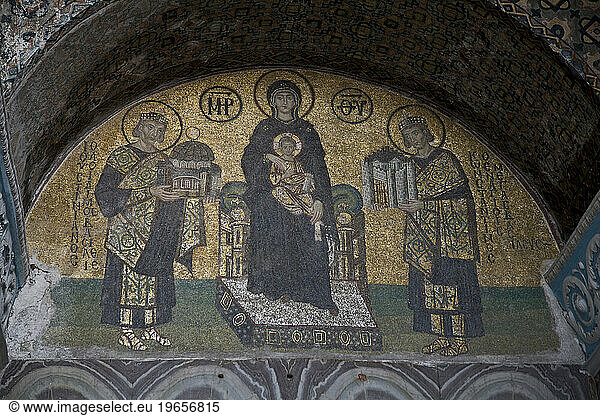 Christian Mosaic inside Aya Sofia in Istanbul  Turkey.