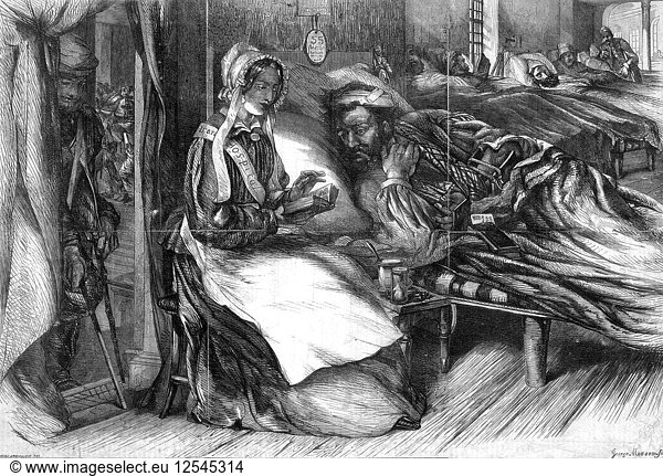 Christmas charity  interior of a hospital in the east  1855.Artist: George Measom