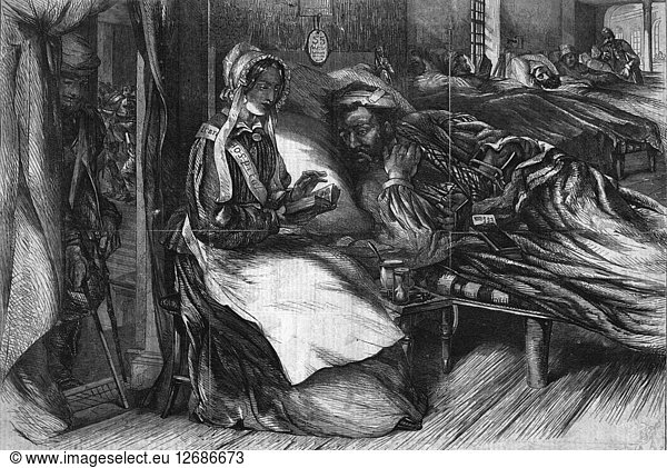 Christmas Charity - Interior of an Hospital in the East  1855. Artist: George Meason.