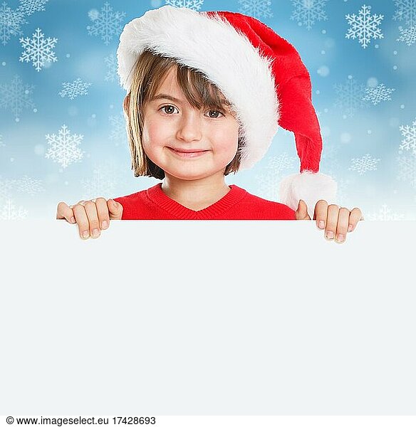 Christmas Child Girl Father Christmas Sign Square copy space Copyspace Copy Space  Germany  Europe