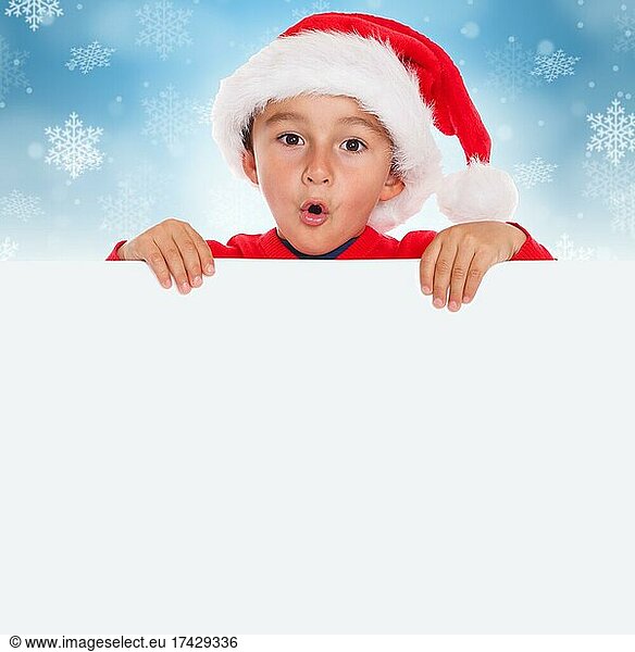 Christmas Child Santa Claus Christmas Card Text Free Space Copyspace Square Surprised Surprise Copy Space  Germany  Europe