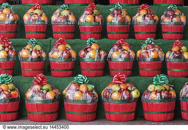 Christmas Fruit Baskets on Shelves