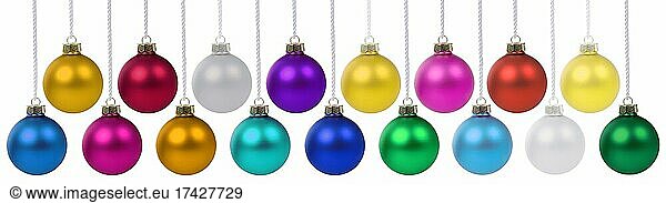 Christmas many Christmas baubles with Christmas decorations banner colours decoration hanging exempted isolated  Germany  Europe