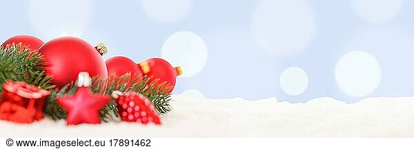 Christmas Red Christmas Balls Christmas Decoration Banner Decoration Snow Text Free Space Copyspace Copy Space