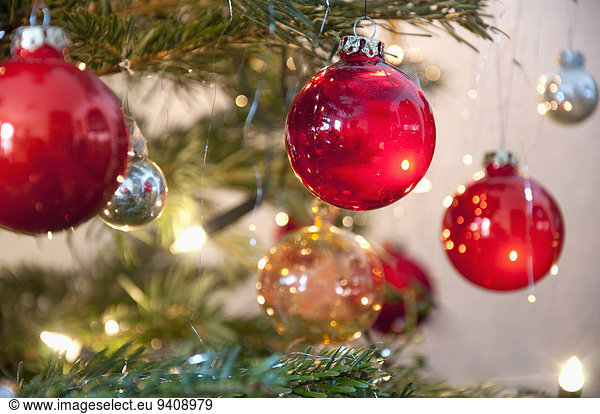 Christmas tree with Christmas decoration,  close-up