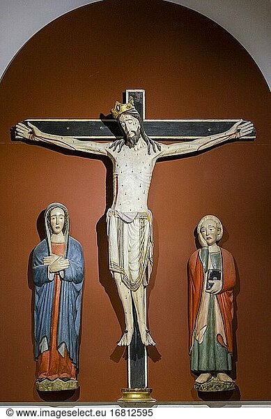 Christus mit den vier Nägeln  polychrome Holzschnitzerei  byzantinisch-romanisch  12. Jahrhundert  Museo de la Caballada  Kirche der Heiligen Dreifaltigkeit  Atienza  Guadalajara  Spanien.