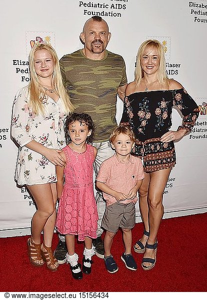 Chuck Lidell (C) and family attend the Elizabeth Glaser Pediatric Aids Foundation's 30th Anniversary  A Time For Heroes Family Festival at Smashbox Studios on October 28  2018 in Culver City  California.