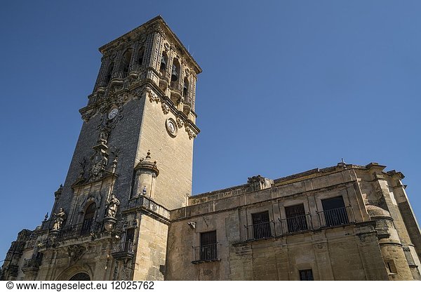 Church of Assumption in Arcos de la Frontera  one of small white towns of Andalusia  Spain.