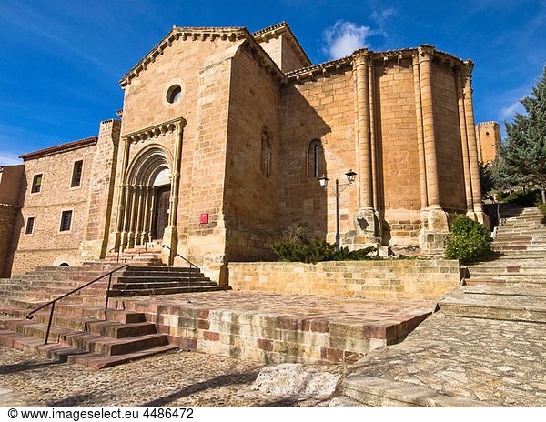 Church of Santa Clara with Romanesque front and apse  Molina de Aragon  Guadalajara province  Castilla-La Mancha  Spain