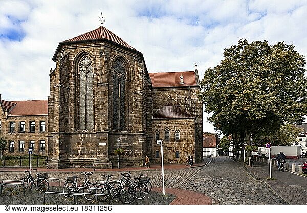 Church of St. Martini on the upper terrace of the old town in the medieval city centre  Minden  North Rhine-Westphalia  Germany  Europe
