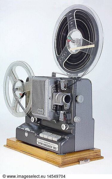 cinema / film  film projector  Normal 8  made by Plank  type Noris 8 Synchroner 100  Germany  1960  1960s  60s  20th century  historic  historical  film projectors  substandard film  substandard films  a reel of film  a roll of film  Made in Germany  clipping  cut out  cut-out  cut-outs