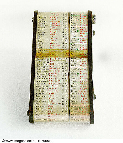 Cipher / Deciphering:American cipher chart used in the First World War 