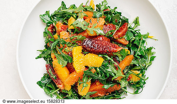 Citrus arugula salad with blood orange  cara cara  and naval oranges