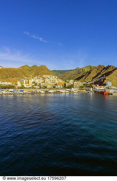 City by mountain and sea at Tenerife  Canary Islands  Spain