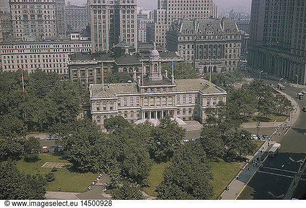 City Hall  High Angle View  New York City  New York  USA  July 1961