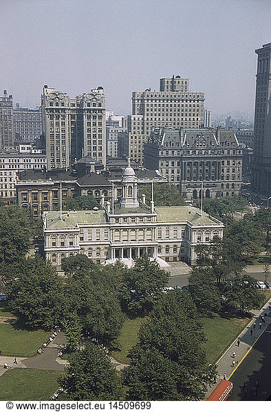 City Hall  High Angle View  New York City  New York  USA  July 1961