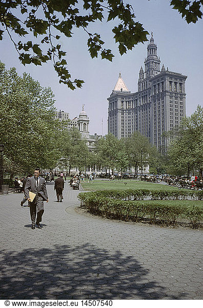 City Hall Park  New York City  New York  USA  July 1961