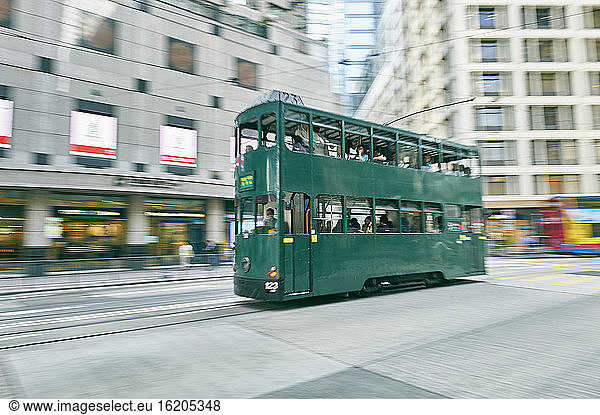 City tram on the move Hong Kong  China