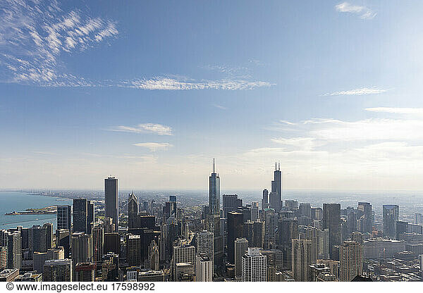 City view on sunny day at Chicago  USA
