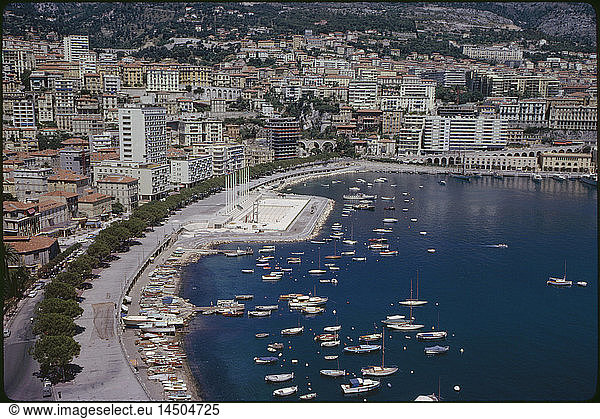 Cityscape and Harbor  Monaco  1961