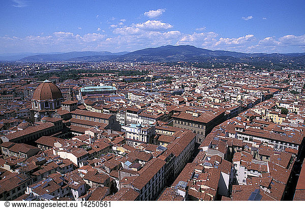 Cityscape from Giotto bell tower  Florence  Tuscany  Italy.