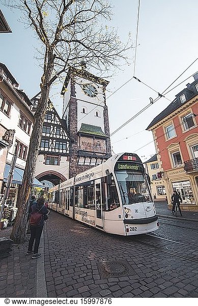 Cityscape in Freiburg on April 20  2017 Germany.