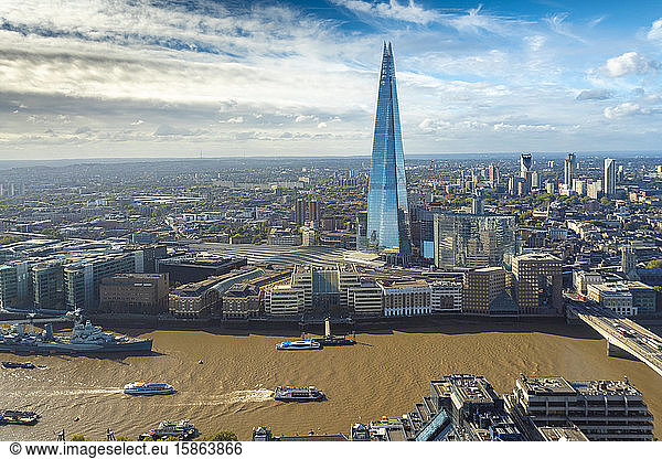 Cityscape of the Thames  the Shard and the skyline of the south bank