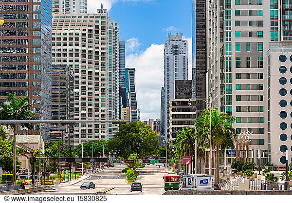 Cityscape Skyline of Buildings in the Brickell Financial District  FL