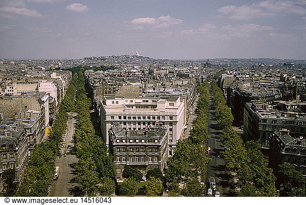 Cityscape View from Arc de Triomphe  Paris  France  1961