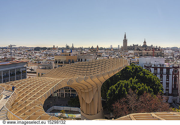 Cityscape with Metropol Parasol  Seville  Spain
