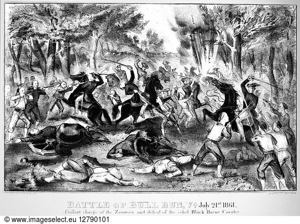 CIVIL WAR: BULL RUN  1861. First Battle of Bull Run at Bull Run Creek  Virginia  during the American Civil War  21 July 1861. Lithograph by Currier & Ives  c1861.