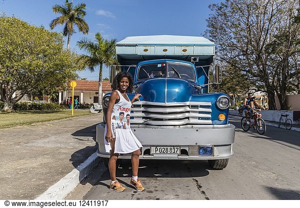 Classic American Chevrolet Viking 20 truck used as a taxi in Nueva Gerona on Isla de la Juventud  Cuba.