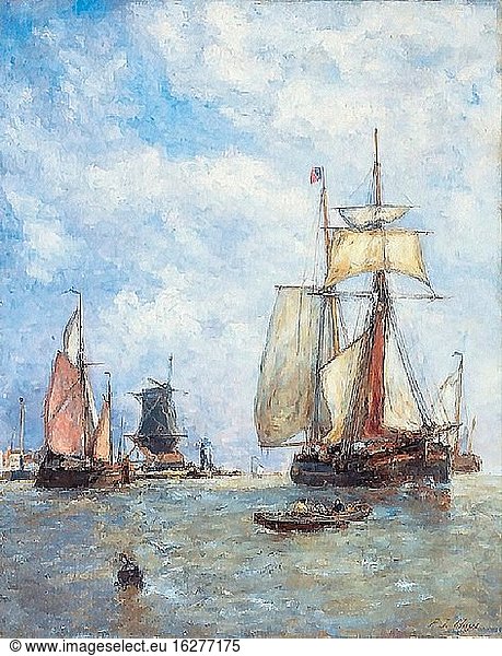 Clays Paul Jean - Schiffe vor der niederländischen Küste - Belgische Schule - 19. Jahrhundert.