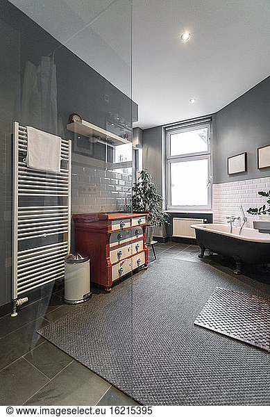 Clean interior of modern apartment bathroom