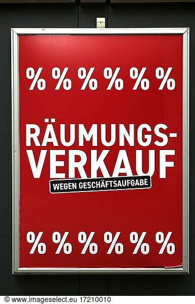 Clearance sale due to closure of business  discount battle in shop window  SALE  price reductions  Breitling fashion store  Stuttgart  Baden-Württemberg  Germany  Europe